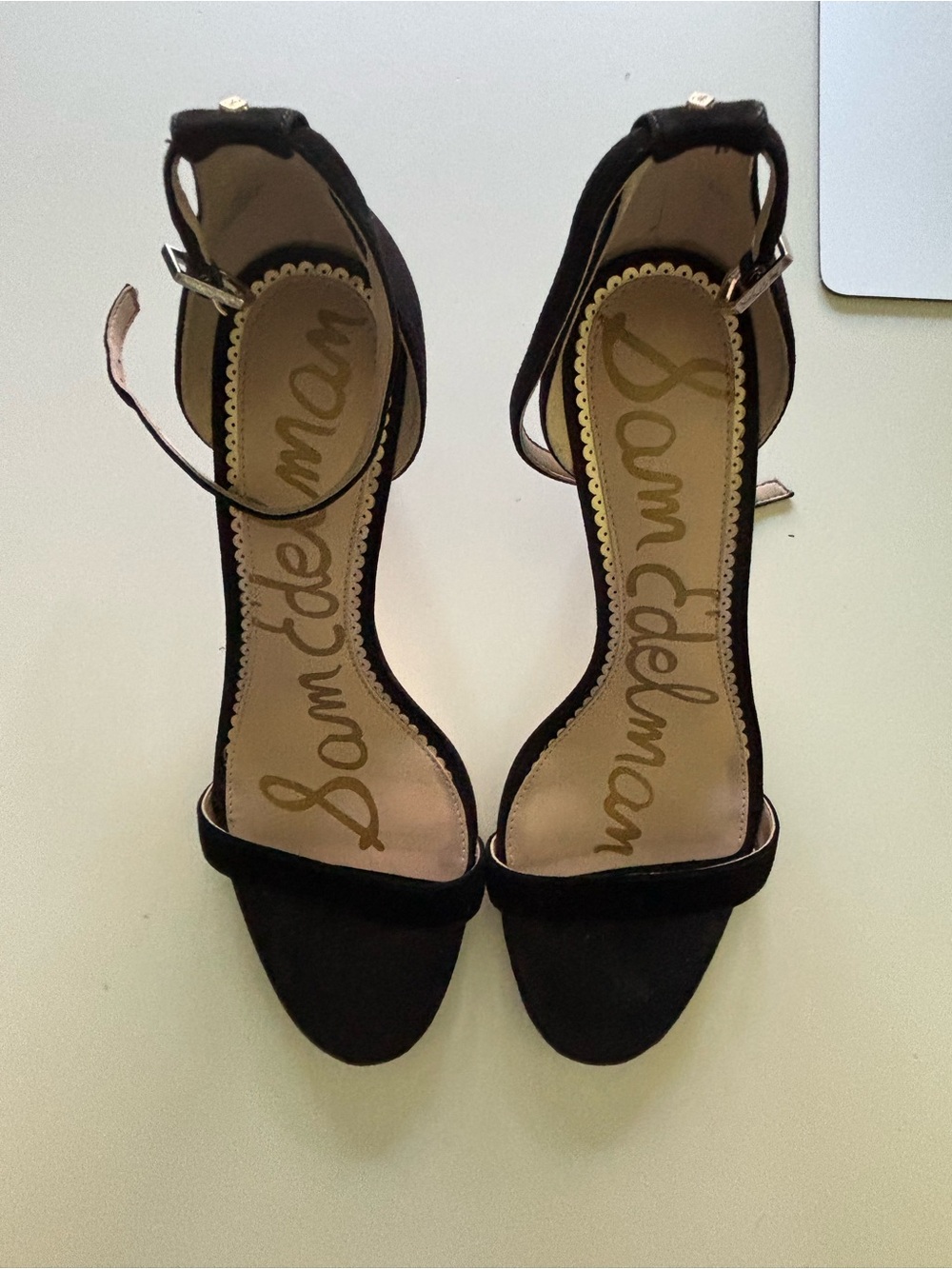 Sam Edelman Black Suede Ankle Strap Stiletto Heels Size 10
